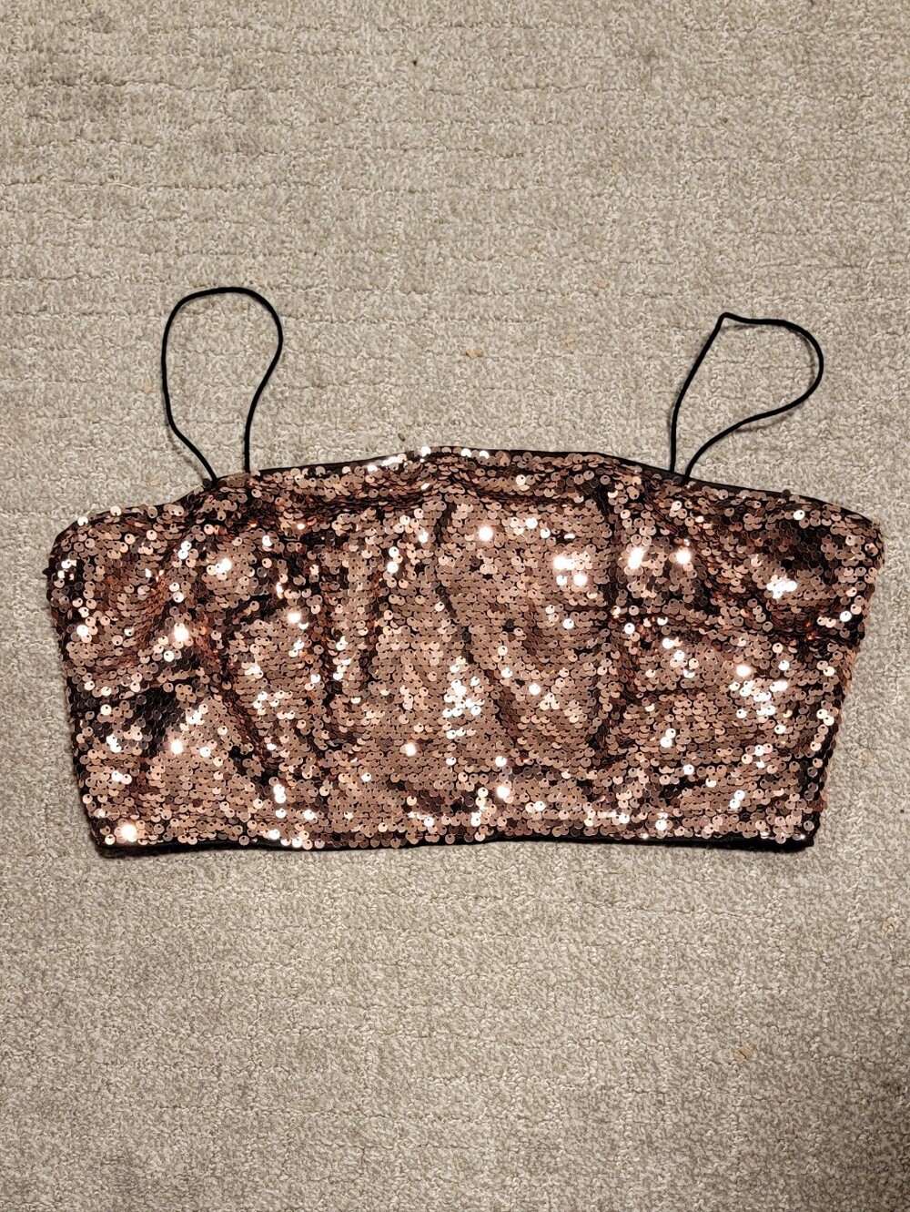 Copper sequin crop top